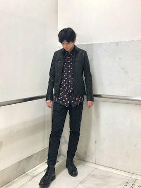 「春めきシューズ」｜「アイテム（ライダースジャケット）」を使った、Yuto  ALLSAINTSさん（メンズ・171cm）の春コーディネート