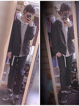 「HARE」｜「アイテム（ナイロンジャケット）」を使った、もんちゃんさん（メンズ・168cm）の春コーディネート