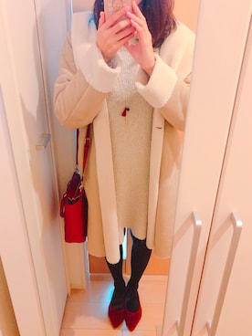「chocol raffine robe（ショコラフィネローブ）のアイテム（ムートンコート）」を使った、chiho*さん（レディース・167cm）の冬コーディネート