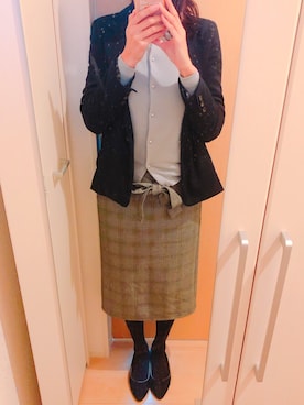「水色」｜「アイテム（テーラードジャケット）」を使った、chiho*さん（レディース・167cm）の冬コーディネート