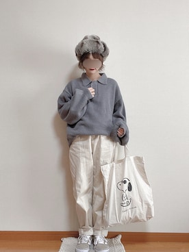 「消えそうな色コーデ」｜「アイテム（帽子）」を使った、marinaさん（レディース・148cm）の冬コーディネート