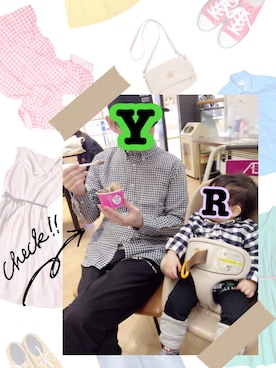 「SQUAIR（スクエア）のアイテム」を使った、お餅くんさん（キッズ・80cm）の春コーディネート