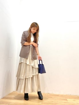 「NATURAL BEAUTY BASIC（ナチュラルビューティーベーシック）のアイテム（テーラードジャケット）」を使った、NBB STAFF07さん（レディース・162cm）の秋コーディネート