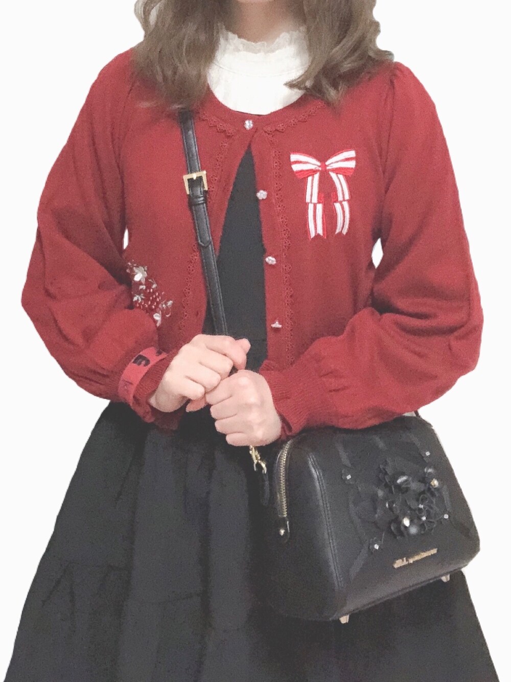 ベリーズピクニックニットカーディガン(赤) axes femme（アクシーズファム）の「ベリーズピクニックニット