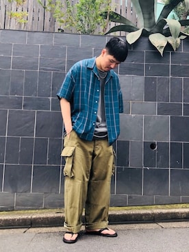 「ISLAND SLIPPER（アイランドスリッパ）のアイテム」を使った、AKIHIROさん（メンズ・178cm）の夏コーディネート