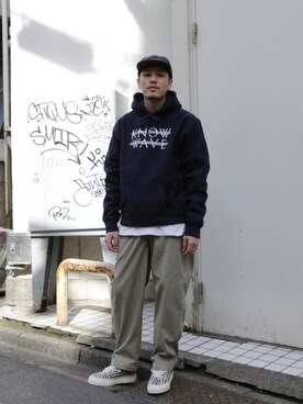 「KNOW WAVE（ノウ ウェイブ）のアイテム」を使った、AKIHIROさん（メンズ・178cm）の冬コーディネート