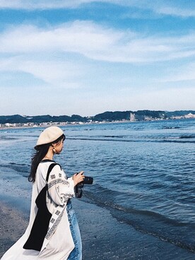 「210nouve（トゥージュヌーブ）のアイテム（帽子）」を使った、ayaさん（レディース・160cm）の夏コーディネート