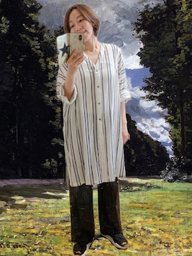 「NOMBRE IMPAIR（ノンブルアンペール）のアイテム（パンツ）」を使った、yayowillさん（レディース・159cm）の夏コーディネート