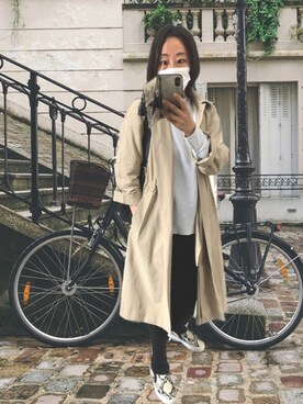 「アイテム（ステンカラーコート）」を使った、yayowillさん（レディース・159cm）の秋コーディネート