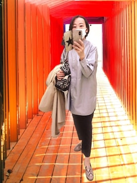 「アイテム（ピアス（両耳用）、ブルー系）」を使った、yayowillさん（レディース・159cm）の秋コーディネート