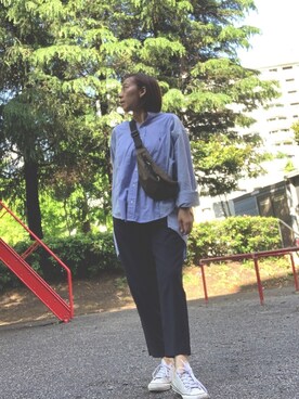 「CONVERSE TOKYO（コンバーストウキョウ）のアイテム（パンツ）」を使った、yayowillさん（レディース・159cm）の春コーディネート