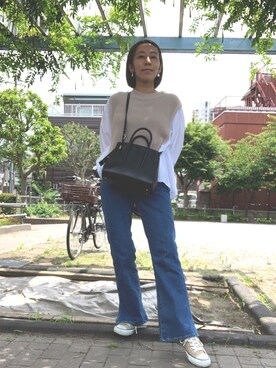 「SHIPS（シップス）のアイテム（ピアス（両耳用））」を使った、yayowillさん（レディース・159cm）の春コーディネート