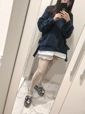 「網タイツ」｜Uさん（レディース・146cm）の春コーディネート
