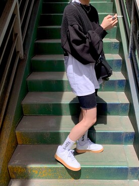 「Delivery Hells（デリバリーヘルズ）のアイテム」を使った、こみなみさん（レディース・153cm）の春コーディネート