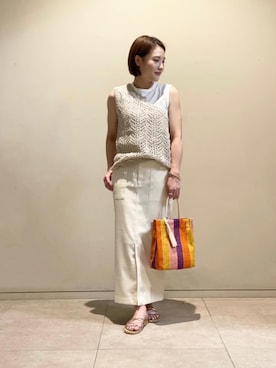 「アイテム（サンダル、ゴールド系）」を使った、AYAさん（レディース・156cm）の春コーディネート