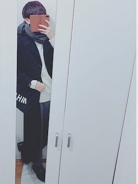 「MHL.」｜「アイテム（トレンチコート）」を使った、あくさん（メンズ・173cm）の冬コーディネート