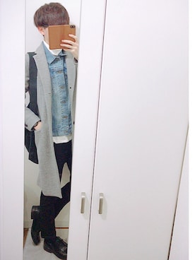 「MHL.」｜「アイテム（デニムジャケット）」を使った、あくさん（メンズ・173cm）の冬コーディネート