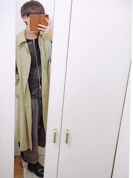 「ロング丈」｜「アイテム（ライダースジャケット）」を使った、あくさん（メンズ・173cm）の冬コーディネート