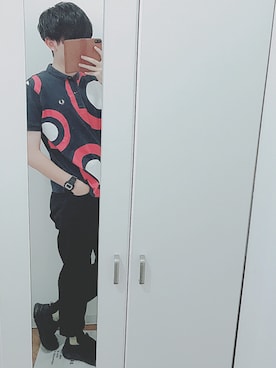 「フレッドペリー」｜「アイテム（スリッポン）」を使った、あくさん（メンズ・173cm）の夏コーディネート