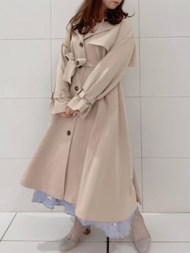 「one after another NICE CLAUP（ワンアフターアナザーナイスクラップ）のアイテム（トレンチコート）」を使った、小川こゆきさん（レディース・152cm）の冬コーディネート