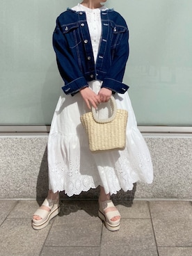 「one after another NICE CLAUP（ワンアフターアナザーナイスクラップ）のアイテム（デニムジャケット）」を使った、小川こゆきさん（レディース・152cm）の春コーディネート