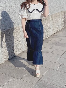 「アイテム（サンダル、ゴールド系）」を使った、小川こゆきさん（レディース・152cm）の春コーディネート