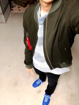 「アイテム（MA-1）」を使った、Takuさん（メンズ・165cm・10代）の春コーディネート