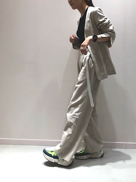 「セットアップコーデ」｜「アイテム（ノーカラージャケット）」を使った、yukaさん（レディース・157cm）の夏コーディネート