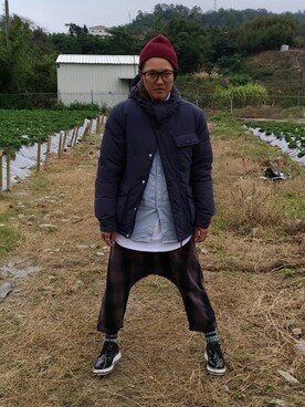 「pizza cut five（ピザカットファイブ）のアイテム（パンツ）」を使った、安藤祐維さん（レディース・157cm）の冬コーディネート