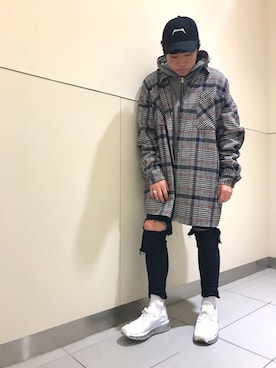 「KaneZ（ケインズ）のアイテム（キャップ）」を使った、柏木　翔真さん（メンズ・165cm）の秋コーディネート