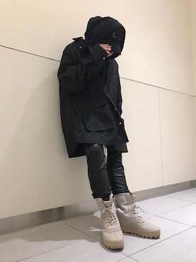 「KaneZ（ケインズ）のアイテム（キャップ）」を使った、柏木　翔真さん（メンズ・165cm）の冬コーディネート