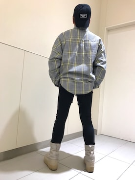 「KaneZ（ケインズ）のアイテム（キャップ）」を使った、柏木　翔真さん（メンズ・165cm）の冬コーディネート