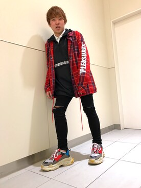 「WHITELAND（ホワイトランド）のアイテム（ブルゾン）」を使った、柏木　翔真さん（メンズ・165cm）の春コーディネート