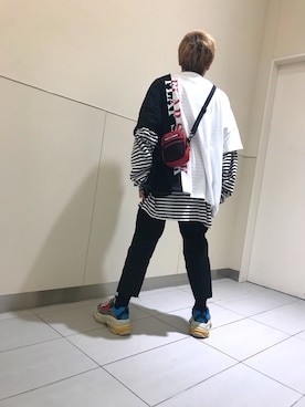 「WHITELAND（ホワイトランド）のアイテム（エコバッグ/サブバッグ）」を使った、柏木　翔真さん（メンズ・165cm）の春コーディネート