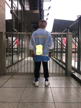 「KaneZ（ケインズ）のアイテム（Tシャツ/カットソー）」を使った、柏木　翔真さん（メンズ・165cm）の夏コーディネート