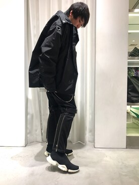 「DANKE SCHON（ダンケシェーン）のアイテム（ライダースジャケット）」を使った、柏木　翔真さん（メンズ・165cm）の冬コーディネート