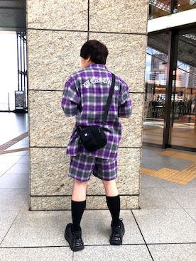 「WHITELAND（ホワイトランド）のアイテム（ボディバッグ/ウエストポーチ）」を使った、柏木　翔真さん（メンズ・165cm）の夏コーディネート