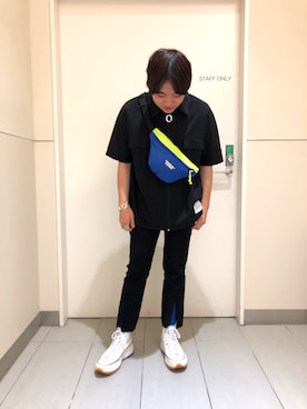 「WHITELAND（ホワイトランド）のアイテム（ボディバッグ/ウエストポーチ）」を使った、柏木　翔真さん（メンズ・165cm）の夏コーディネート