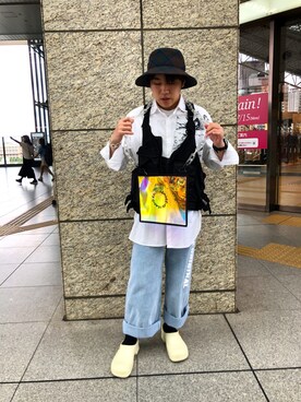 「DANKE SCHON（ダンケシェーン）のアイテム（バッグ）」を使った、柏木　翔真さん（メンズ・165cm）の夏コーディネート