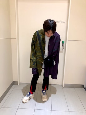 「WHITELAND（ホワイトランド）のアイテム（ボディバッグ/ウエストポーチ）」を使った、柏木　翔真さん（メンズ・165cm）の夏コーディネート