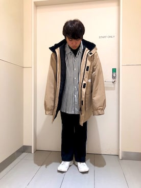 「WHITELAND（ホワイトランド）のアイテム（ミリタリージャケット）」を使った、柏木　翔真さん（メンズ・165cm）の秋コーディネート