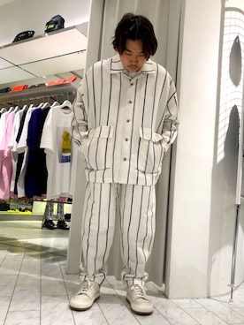 「WHITELAND（ホワイトランド）のWHITELAND/ホワイトランド/リネンシャツ（シャツ/ブラウス）」を使った、柏木　翔真さん（メンズ・165cm）の春コーディネート