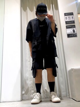 「AZSのアイテム（キャップ）」を使った、柏木　翔真さん（メンズ・165cm）の夏コーディネート