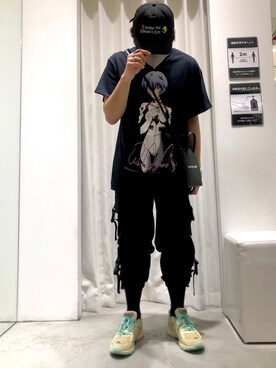 「KaneZ（ケインズ）のKaneZ/ケインズ/U.M.M.I.P.E CAP（キャップ）」を使った、柏木　翔真さん（メンズ・165cm）の夏コーディネート