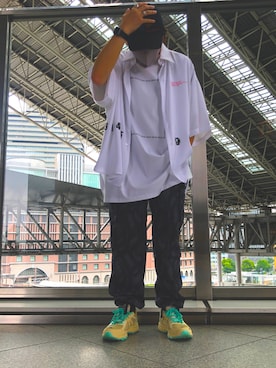 「KaneZ（ケインズ）のアイテム（キャップ）」を使った、柏木　翔真さん（メンズ・165cm）の夏コーディネート