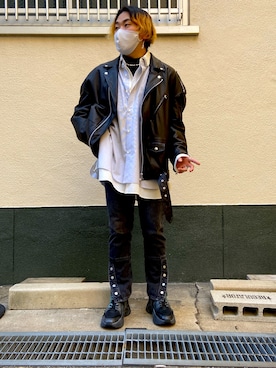「LHPOSAKA」｜「アイテム（ジャケット/アウター）」を使った、柏木　翔真さん（メンズ・165cm）の冬コーディネート