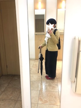 「雨の日」｜「アイテム（ハンチング/ベレー帽）」を使った、waaaさん（レディース・152cm）の春コーディネート