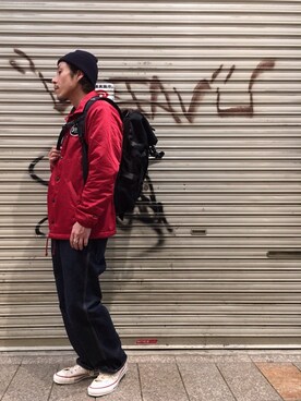「schott（ショット）のアイテム（バックパック/リュック）」を使った、kenshinさん（メンズ・162cm）の秋コーディネート