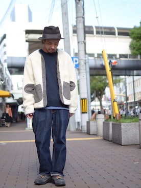 「schott（ショット）のアイテム（ノーカラージャケット）」を使った、kenshinさん（メンズ・162cm）の秋コーディネート