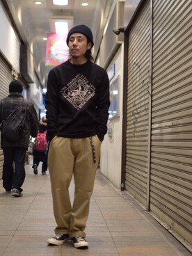 「schott（ショット）のSchott/ショット/URBAN CHINO PANTS/アーバン チノパンツ（チノパンツ）」を使った、kenshinさん（メンズ・162cm）の冬コーディネート